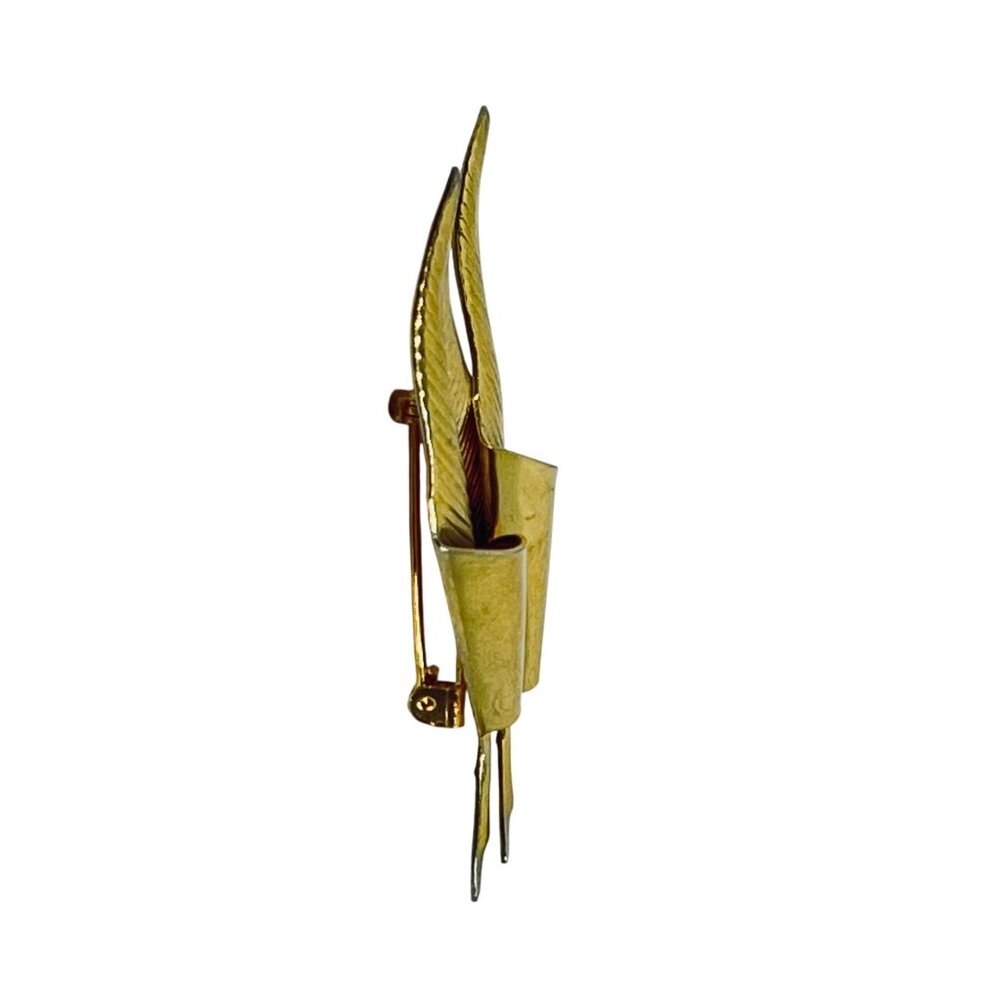 Vintage Gold Tone Folded Leaves Brooch (5737) - Picture 5 of 5